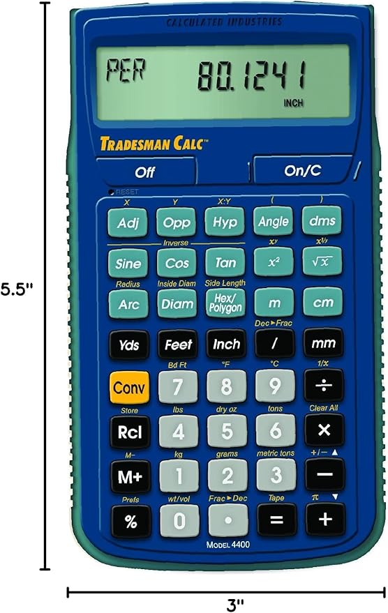 Calculated Industries 4400 TradesmanCalc Technical Trades Dimensional Trigonometry and Geometry Math and Conversion Calculator Tool for Tech Students, Welders, Metal Fabricators, Engineers, Draftsmen Small