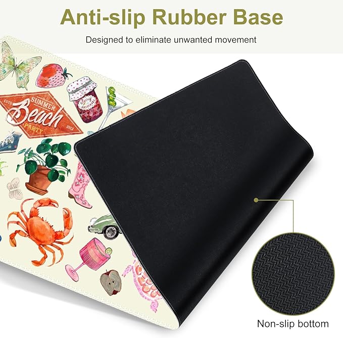 Mouse Pad, 4 in1 Large Desk Mat, Desk Pad Matt for Desktop, Anti-Slip XXL Big Computer Ergonomic Mousepad with Wrist Support for Keyboard and Mouse for Women I Watercolor Stickers