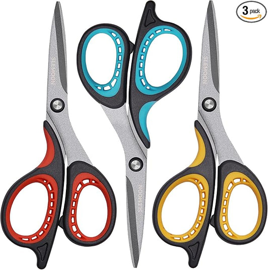 3 Pack 8" Titanium All Purpose Scissors, Non-Stick,Professional Stainless Steel,Comfort Grip Handles for Office, Crafting, School & Home