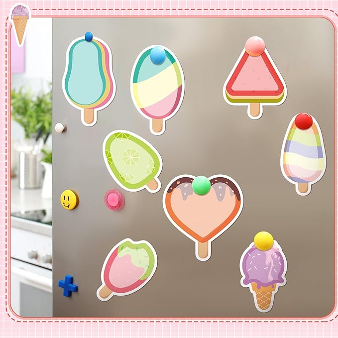 Yinder 24 Pads Cute Sticky Notes Kawaii Fun Animal Sticky Notes Pads Bulk Cartoon Memo Self Adhesive for Veterinary Gift Office School Tab Party Supplies(Ice Cream)