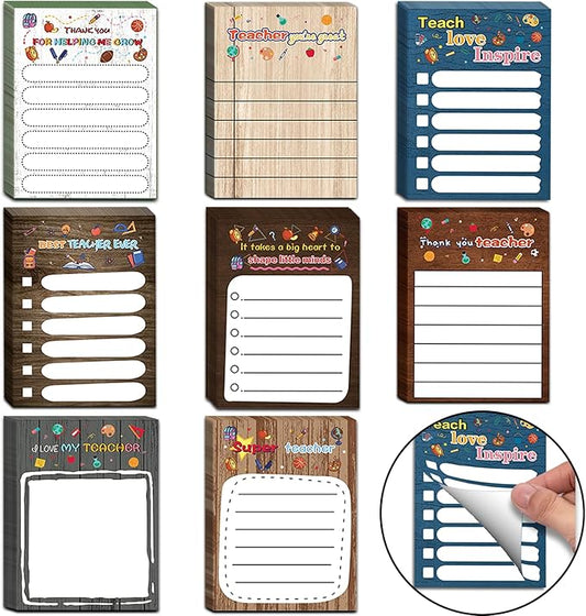 Teacher Appreciation Gifts - 16 Pads Teacher Sticky Notepads, Motivational Sticky Notes Inspirational Gift for School Office Supplies