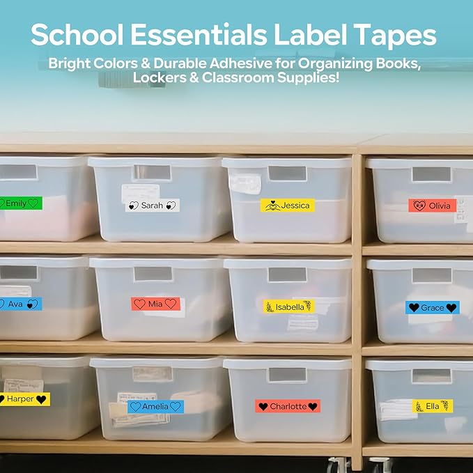 M950 Label Maker Bundle, Label Maker Machine with 5 Color Tapes, Rechargeable Bluetooth Labeler with Backlit LCD, Handheld Label Printer for Office Home Use