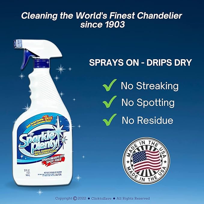 Bundle of Sparkle Plenty Chandelier Cleaner Drip Dry Spray No Wipe & Silk Plant Cleaner Spray No Wipe - Dust Cleaning Supplies for Fake Plant, Artificial Flower, Shower Glass or Window Screen (32 oz)