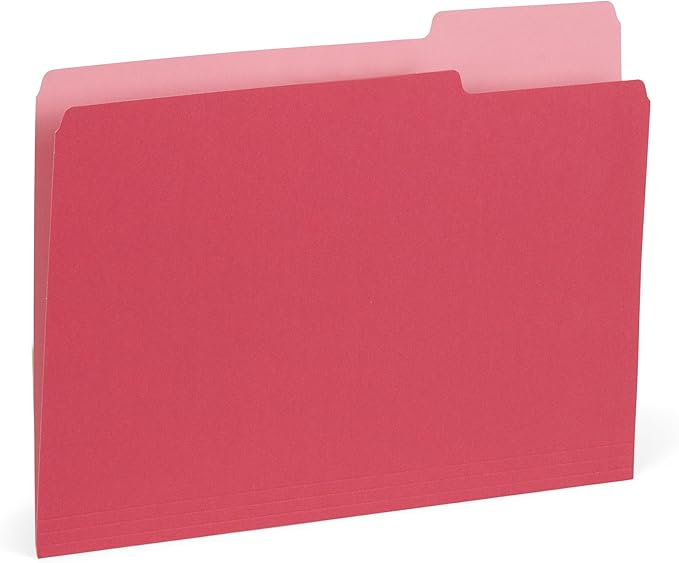 100 Blue Summit Supplies Colorful File Folders with Tabs, Multi Colored File Folders Letter Size, Colored Manilla Folders, Assorted Colors, Durable 11pt Paper, 1/3 Cut Top Tabs, Bulk 100 Pack