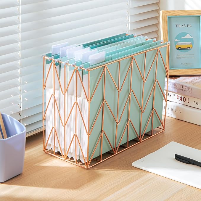 Y YOMA Letter Size - 24 Pack Extra Capacity Hanging File Folders Accordion Decorative Reinforced File Folder Cute Colored Expandable Folder for Office Home with 1/5-Cut Adjustable Tabs, Teal Blue