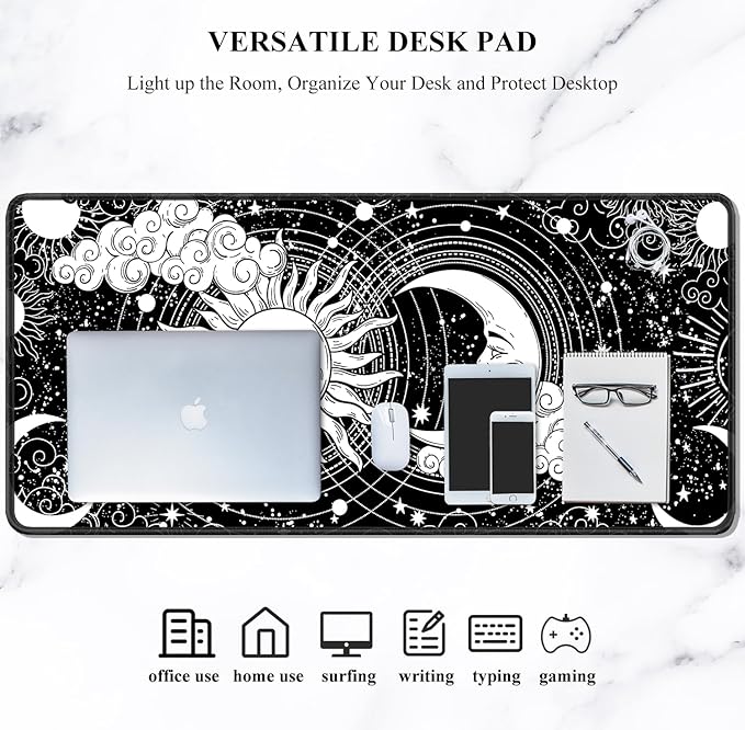 Auhoahsil Large Mouse Pad, XXL Gaming Mousepad, Desk Mat for Desktop, Thick Rubber, Big & Long Size, Stitched Edges, Full Desk Pad for Laptop & Computer, Extended 31.5 x 11.8 in, Magic Astrology