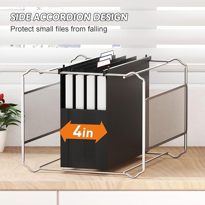 Plastic Extra Capacity Hanging File Folders,6 Pack Heavy Duty 4" Expandable Hanging Folder with Movable Dividers,Large Hanging Folders with Insertable Tabs, for Bulky Files, Letter Size-Black