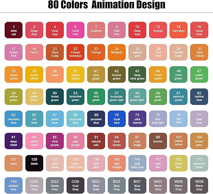 wyewye Alcohol Markers Set 80 Colors,Art Supplies Marker for Adults, Dual Tip Drawing Pens for Artists,Marker for kids ages 8-12, Ideal Painting Pen for Drawing,Sketching and Designing(White)