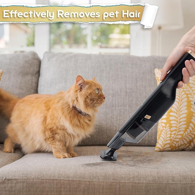 Handheld Vacuum Cordless, 15KPA High Power Suction, USB Quick Charge, Car Vacuum Cleaner with Storage Dock, Lightweight Rechargeable Dust Buster with Crevice Tool & Pet Brush Hand Vac for Home, Black