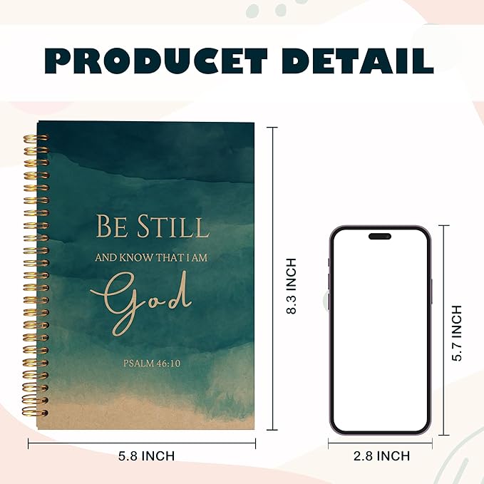 Be Still and Know That I am God Christian Notebook Journal, Christian Gifts for Women, Bible Notebooks for Note Taking, Bible Journaling Notebook, Blue Hardcover Spiral Notebook 5.5x8.3 kraft paper