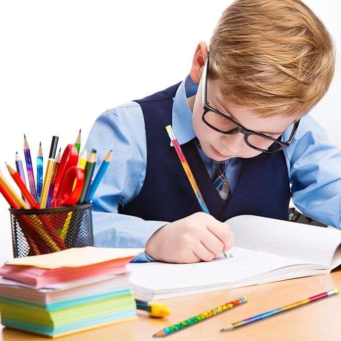 Chinco 200 Pieces Wooden Pencil with Eraser for Kids Assortment Colorful Fun Pencils Bulk with Eraser Kids Novelty Back to School Supplies for Classroom, Student Reward, Stationery Party Favors