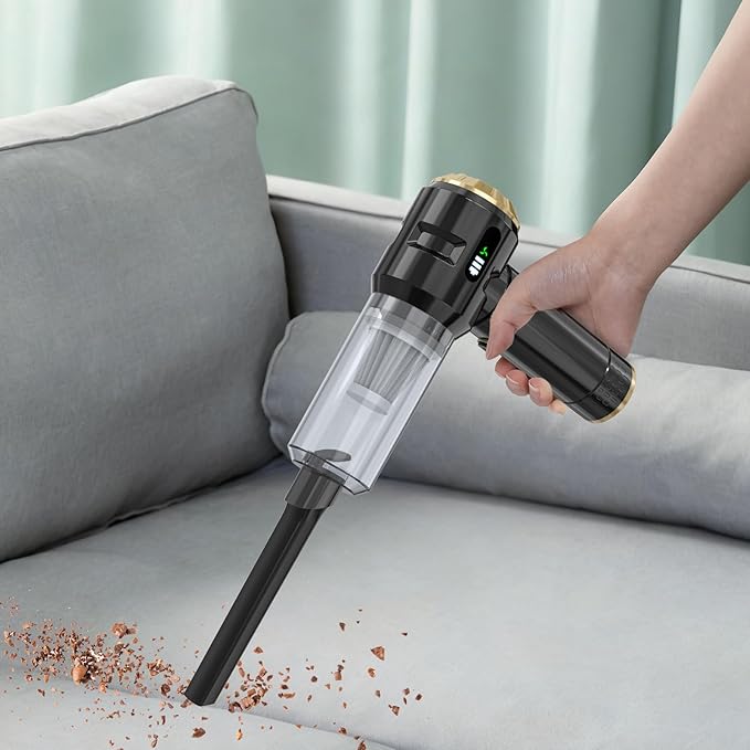 Higoom Cordless Handheld Vacuum Cleaner,Rechargeable Portable Lightweight Dust Blower,22000PA Powerful Suction Mini Car Vacuum Cleaner for Deep Cleaning of Home,Car and Pet Hair(Black-Gold)