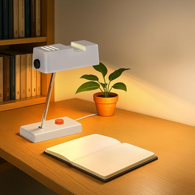 Mid -Century Modern White Desk Lamp-350° Rotatable Shade, 44° Swing Arm, Adjustable Bedside Table Lamp for Reading, Living Room, Bedroom, Home Office