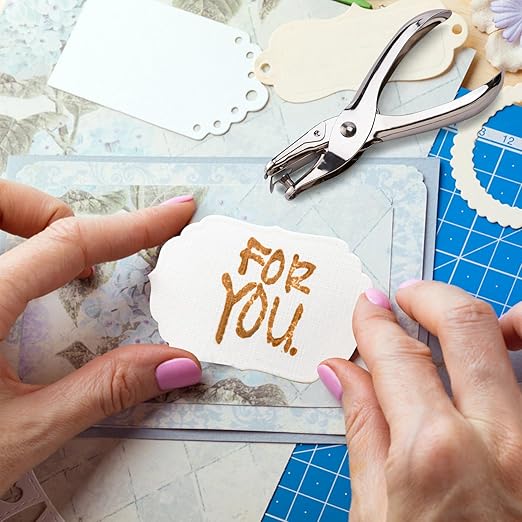 24 Pack 1 Hole Punch 1/4 Inch Single Hole Puncher Metal 5 Sheet Capacity Single Hole Punch Set Silver Paper Punches for Office Perforating Machines Craft Paper Tags Clothing Ticket DIY