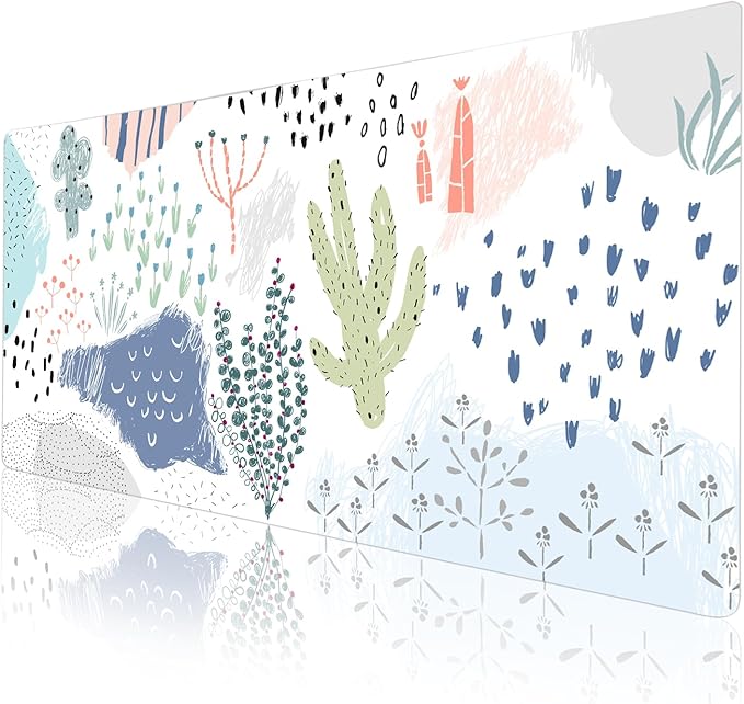 Colorful Star Large Mouse Pad, Waterproof PU Leather Abstract Desk Mat for Women Girls, Cute Desk Accessories Minimalist Home Office Decor, Kids Deak Pad Non-Slip Writing Mat 31.5" x 15.7"