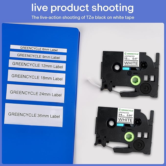 GREENCYCLE TZe-251 24mm Label Tape Compatible for Brother P-Touch TZe251 Label Maker Tape 24mm 0.94 Laminated White 1 Inch TZe TZ Tape for Ptouch PT-D600 D610BT P700 P710BT P750W, 3 Pack