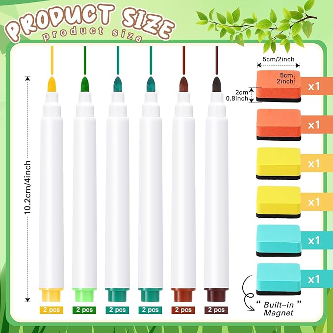24 Pack Dry Erase Pocket Reusable Sleeves 10" x 14" Clear Plastic Sheet Protectors with Dry Erase Markers and Mini Sleeves Paper Teacher Supplies(Rainforest Green)