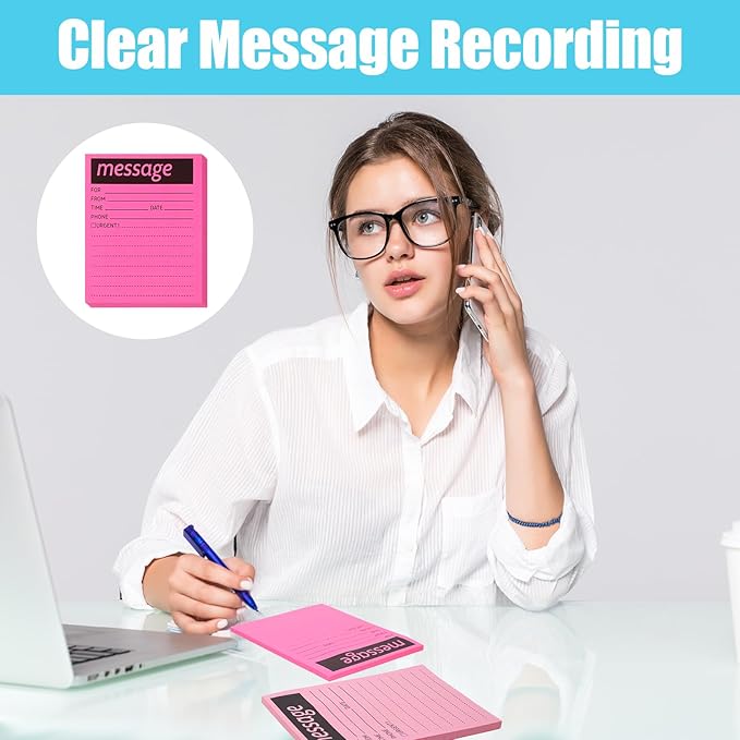 9 Set Phone Message Pads for Office, Colorful 4 x 5 Inch Phone Message Sticky Notes Urgent Self-Stick Memo Notepads for Desk Call Records, Neon Note Sheets for Workplace Communication School Supplies