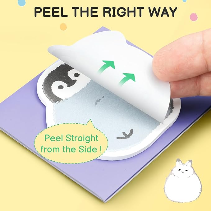 M&G Chubby Animal Sticky Notes, 4 Pads 120 Sheets, 3 x 2 Inch Cute Cartoon Memo Pads, Foldable Stand Self-Stick Notes for School Office Home