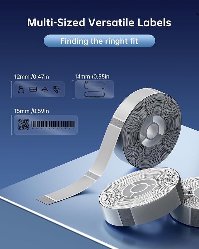 NIIMBOT D11 Label Maker Tape 6Rolls Transparent Label Paper 0.55" X 1.97" 0.55" X 1.57" 0.55" X 1.18", Compatible for NIIMBOT D11 D110 Label Printer, L M S Clear Labels 6-Roll