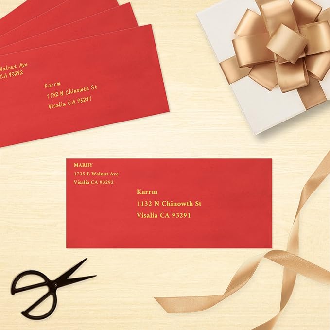 100 Pack #10 Business Envelopes, Red Standard Envelopes Self Seal, Letter Size Mailing Envelopes for Checks Letters Invoices Statements Christmas Birthday Graduation Wedding, 4 1/8 x 9 1/2 Inch