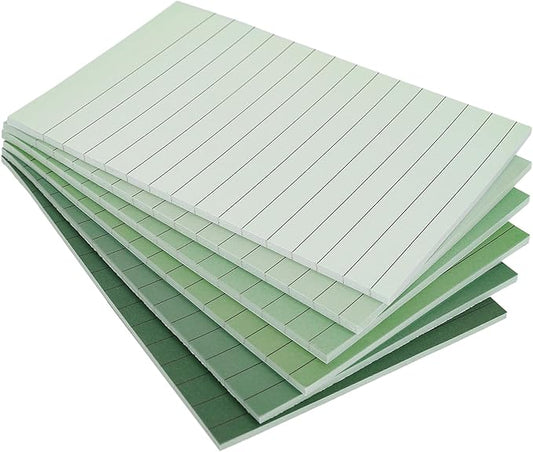 12Pcs Sage Green Lined Sticky Notes 4 x 6 in Assorted Green Self-Adhesive Notepads Removable Memo Pad for Office School Home Supplies, 6 Colors