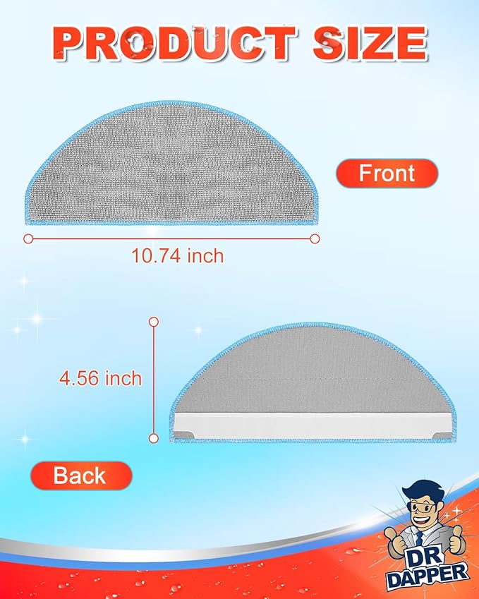 DR DAPPER Mop Replacement Compatible with iRobot Roomba Combo Essential Y0140/ Roomba 105 Combo / Y0110 / Q011 / Q012 / Q052, 6 Pack Absorbent Microfiber Pad for Robot Vacuum Replacement Parts
