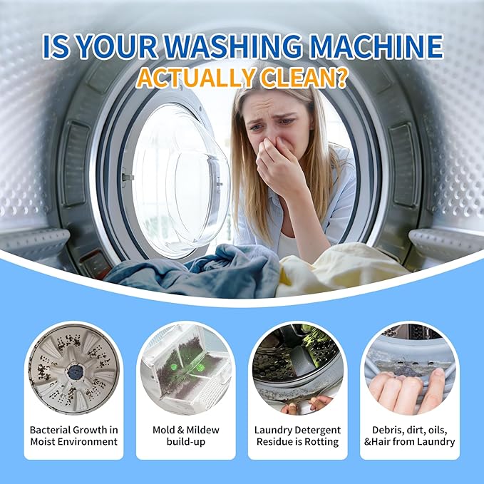 Ultra-Powerful Washing Machine Cleaner Tablets-24 Packs, Deep Cleaning Tablets for Front Loader, Top Load & HE Washers,Formulated for Pet Owners,1 Year Supply