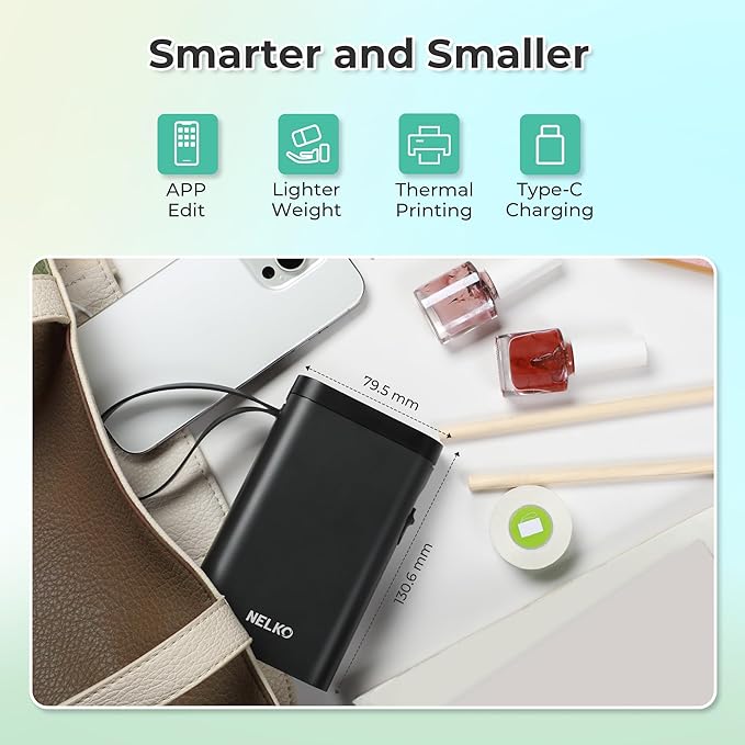 Nelko Label Maker Machine with Tape, P21 Bluetooth Label Printer, Wireless Mini Label Makers with Multiple Templates for School Office Home, Black