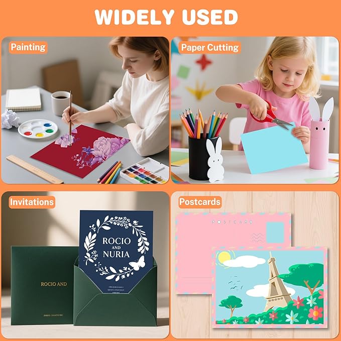 Cardstock 8.5 X 11, 40 Sheets 10 Colors Card Stock, 75lb/ 200gsm Copy Paper, Cardstock Printer Paper For Art, Drawing, Invitations, DIY Cards, Watercolor, Craft, Construction, School & Office Supplie