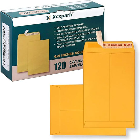 120 PCS 6x9 inches Security Catalog Envelopes Printable Self Seal Envelopes, Anti Tear Brown Envelopes for Invitation Cards, Pictures, Photos, Documents