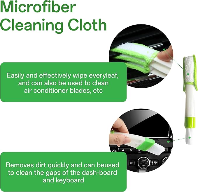 IIUIKOO Windshield Cleaner Tool with Extendable Handle, Car Window Cleaning Kit for Inside & Outside Glass, Includes Microfiber Pads, Brush & Bottle (7 Pcs, Green)