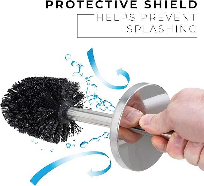JS Jackson Supplies Sleek Toilet Brush and Holder with Metal Handle - Chrome