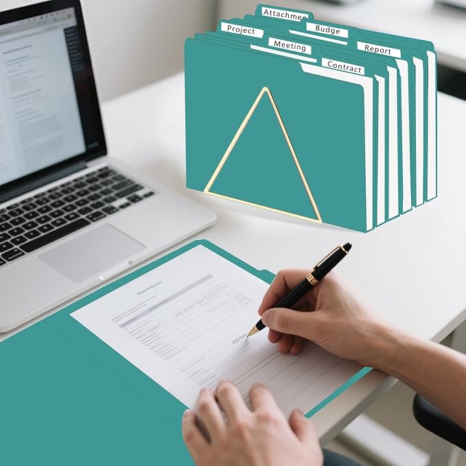 File Folder, HERKKA 30 Pack 1/3 Cut Tab File Folders, File Folders Great for Organizing and Filing, Letter Size, Turquoise