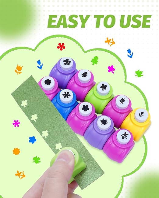 UCEC 10PCS Flower Hole Punch for Kids, Paper Punch Shapes for Crafting, Shape Cutters for Paper Crafts, Tiny Hole Puncher Single Adults Nail Art Tag Cards Stamp Thanksgiving Decorations Fun Punches