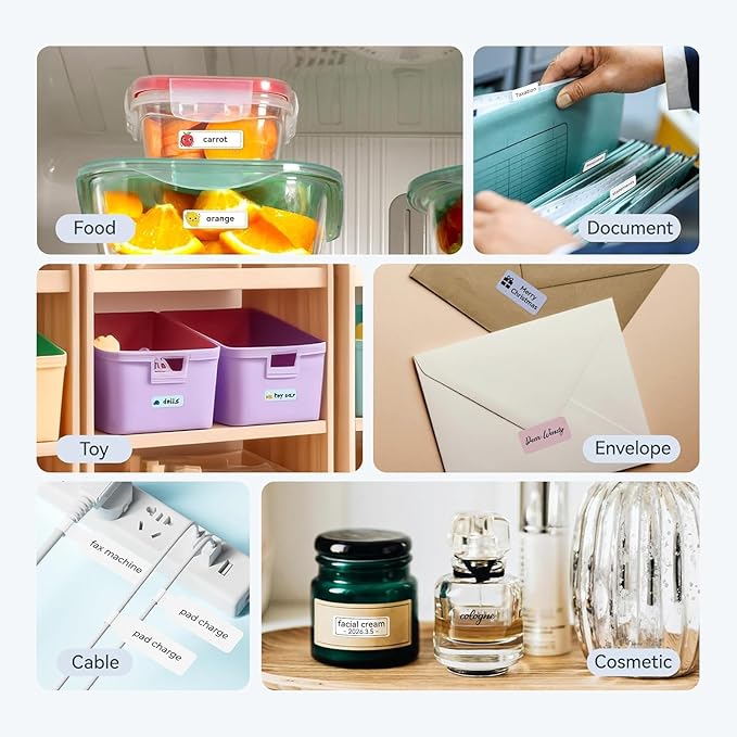 DEEPIN Label Maker Machine Portable Bluetooth Label Maker with Tape, Thermal Label Printer Multiple Templates for Phone, Mini Label Sticker Printer for Business Office Organization (Grey)