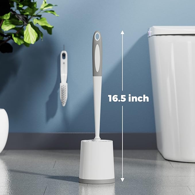 Holaloha Toilet Brush, 3 Pack Toilet Brushes for Bathroom with Holder, Bathroom Accessories Toilet Bowl Brush with 3 Clean Brush, Toilet Scrub Brush, Toilet Brush Set for Deep Cleaning, White