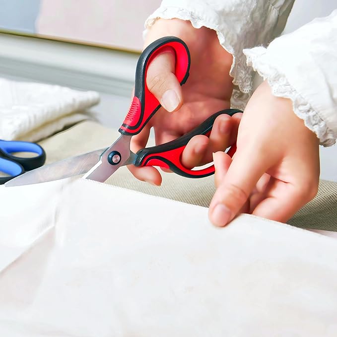 Office Scissors All Purpose - Comfort Grip Handle,Sharp X Blade,8-Inch Scissors for Ages 12+,pointed tip, Three Color Handles, Craft Cutting Tool