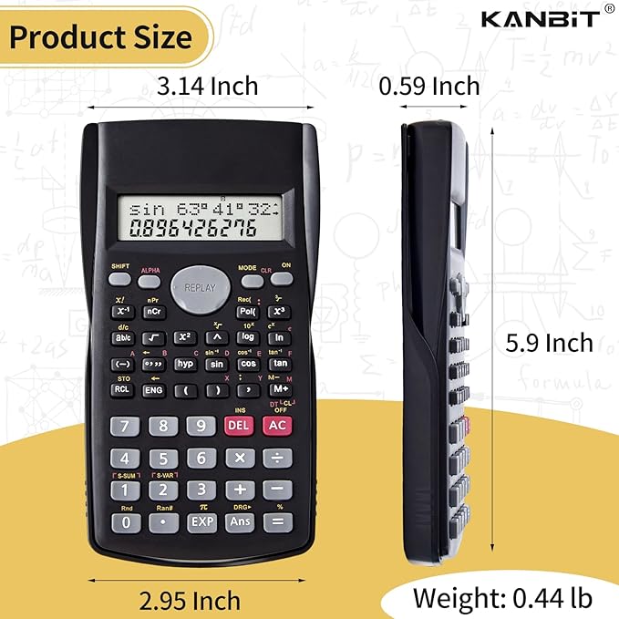 Scientific Calculator 2 Pack,2-Line Clear Display 240 Functions Basic Calculator AAA Battery Operated for Math Algebra Fraction Non Graphing Auto Shut-Off Calculator for Students&Business,Black