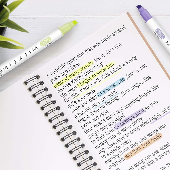 YOOUSOO Pastel Highlighters Set, 12 Unique Retro Colors, Highlighters Assorted Colors, Quick Dry Dual tip and Fine Tip No Bleed Highlighter Markers for Bible Journals Planners Books Notes
