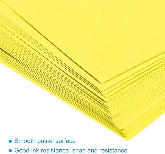 MECCANIXITY 100 Sheets Colored Copy Paper 8.3 x 5.8 Inch Printer Paper 80gsm Bright Yellow for Office Printing, Document Copying, Invitations, Forms, Art Projects