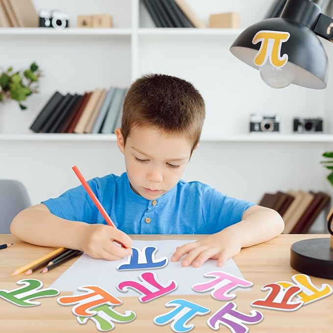 CJiangpo 30Pcs Pi Day Sticky Notes Pads, 600 Sheets Colorful Self Stick Notepad Memo Pads Cute Funny Page Marker Classroom Rewards Pi Day Math Party Favors Filler Gifts for Kids