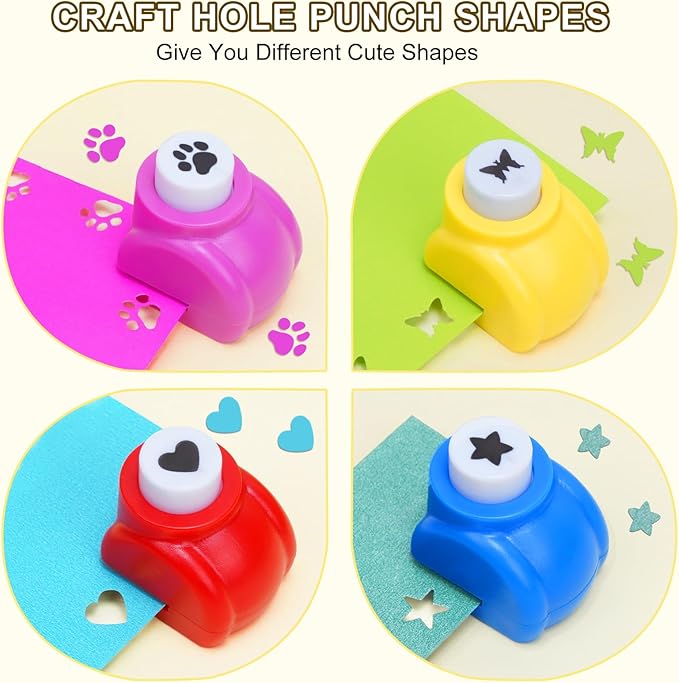 UCEC 44 Pack Scrapbook Supplies Kit, Craft Scissors Decorative Edge, Safety Scissors, Hole Punch Shapes Craft, Cardstock Paper, Washi Tapes for DIY Art, Crafts, Scrapbook, Card Making, School Supplies