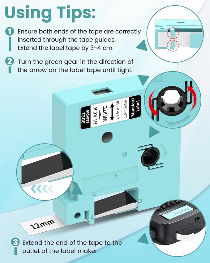 LM1600 D1600 Label Maker Tapes Compatible DYMO D1 Label Tape 45013 S0720530 Replace for D1 A45013 Refills, for DYMO LabelManager 160 420P 210D 280 360D PnP, Black on White, 1/2 Inch x 23Ft