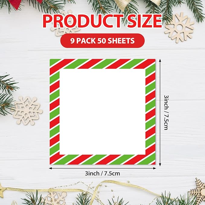 18 Pieces Christmas Sticky Note Christmas Candy Note Pads 900 Pieces of Christmas Notepad Self Adhesive Notebook Removable Memo Pads, 50 Sheets Each for Christmas School Office Home Presents