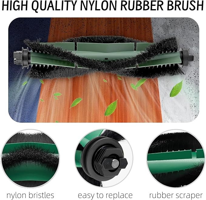 Replacement Parts for iRobot Roomba Q052 Vac 2 Essential / 104 Combo / 105 Combo Robot Vacuums, 2 Roller Brush, 6 Side Brush, 6 Dust Bag, 6 Filter, 1 Cleaning Tool, Accessories Kit Spare Attachments