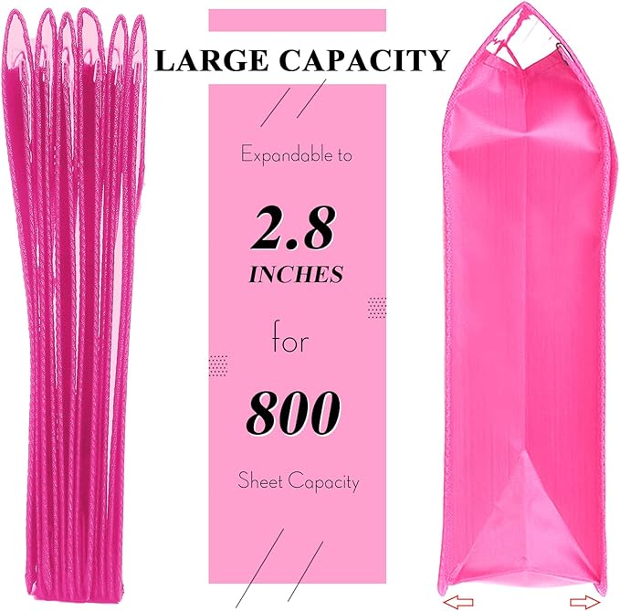 10 Pieces Plastic File Folders Envelope Expanding File Wallet Organizer Documents Folder with Snap Closure and Pocket, A4 Size Waterproof Transparent Pouch(Pink,Horizontal)