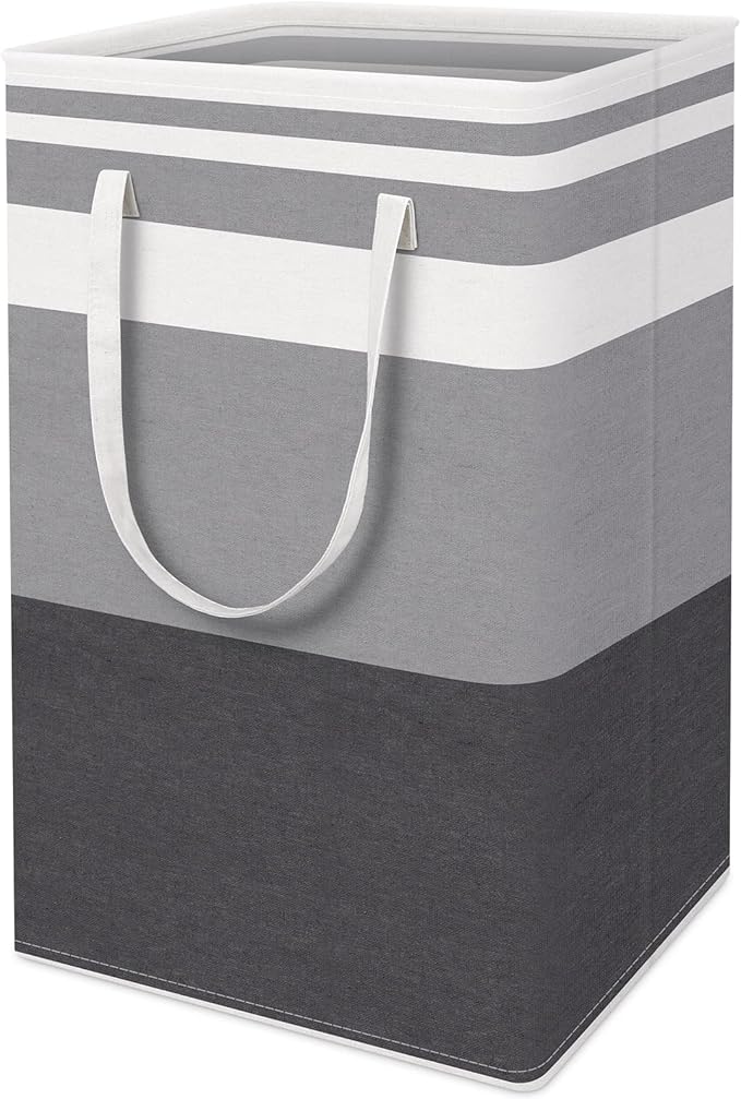 HomeHacks 1-Pack Large Laundry Basket,Waterproof, Freestanding Laundry Hamper, Collapsible Tall Clothes Hamper with Extended Handles for Clothes Toys in The Dorm and Family-(Gradient Grey, 75L)