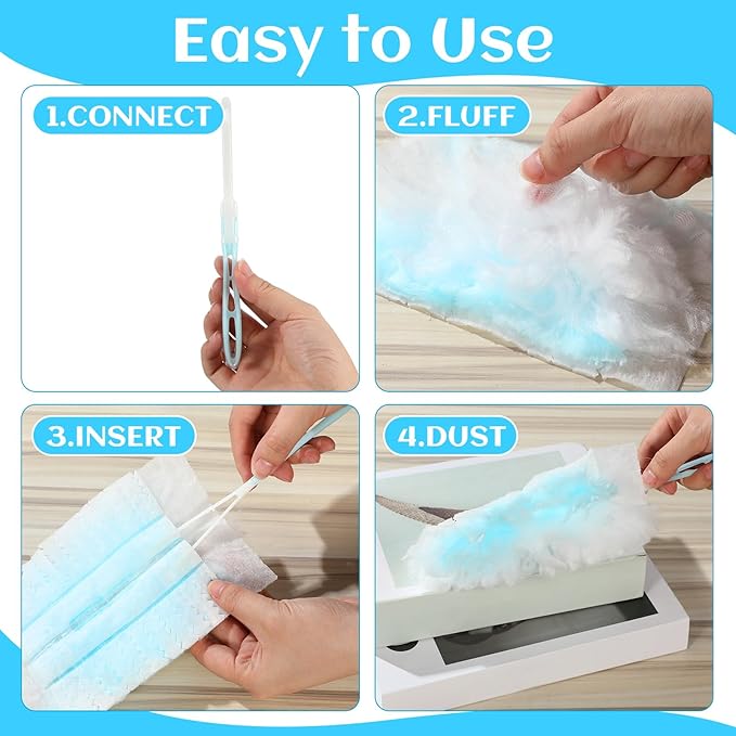 Mimorou 100 Pcs Disposable Dusters Refills Bulk Heavy Duty 180° Multi Surface Replacement Dusters for Cleaning Ceiling Fan with Microfibers Unscented (Fresh Colors)