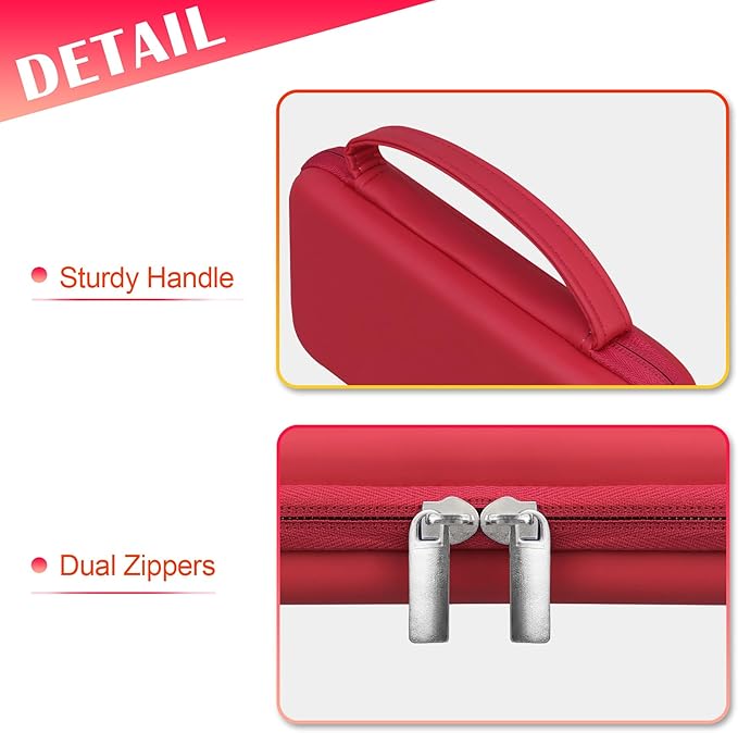 BOVKE Hard Travel Case for Texas Instruments TI-84 Plus CE/TI-84 Plus/TI-83 Plus CE/TI-83 Plus/Casio fx-9750GIII Graphing Calculator, Mesh Pocket for USB Cables, Manual, Pens, Accessories, Red